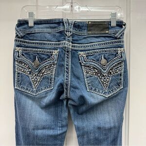 Vigoss thick stitch straight leg denim jeans women's 3 4